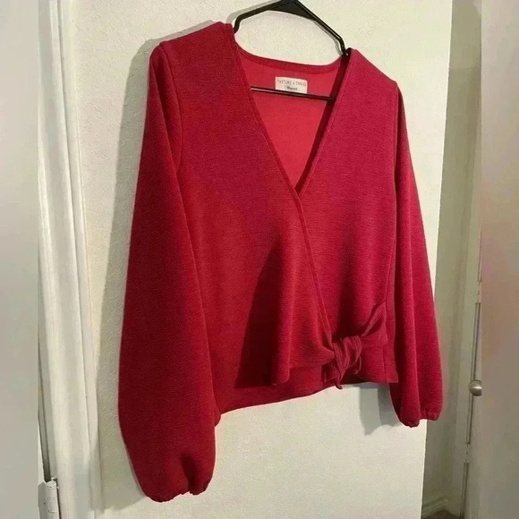 Madewell Texture and Thread Crepe Wrap Top in Crimson Womens Size Small - Picture 3 of 10